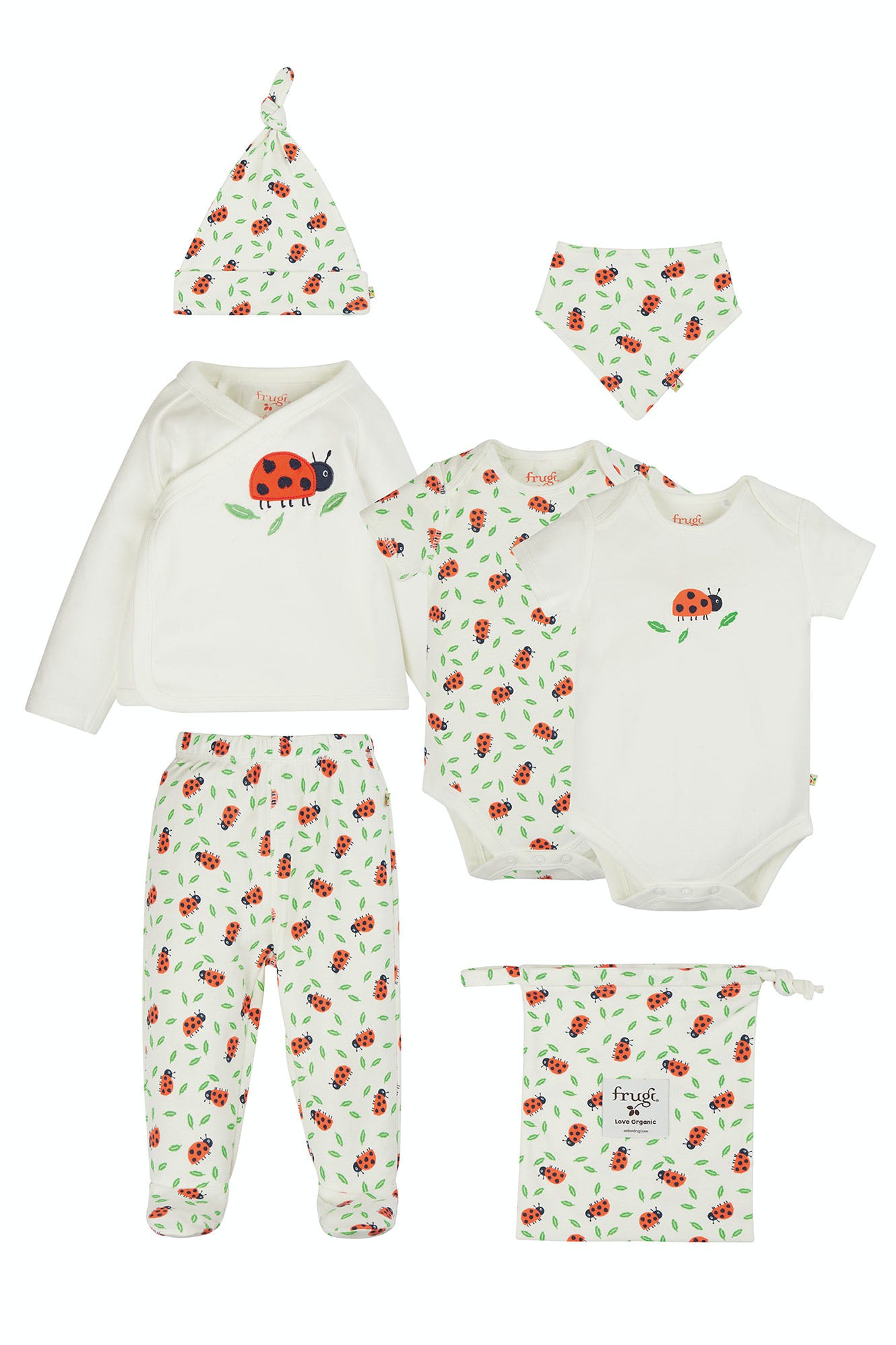 Frugi Babyset Soft White/Ladybird
