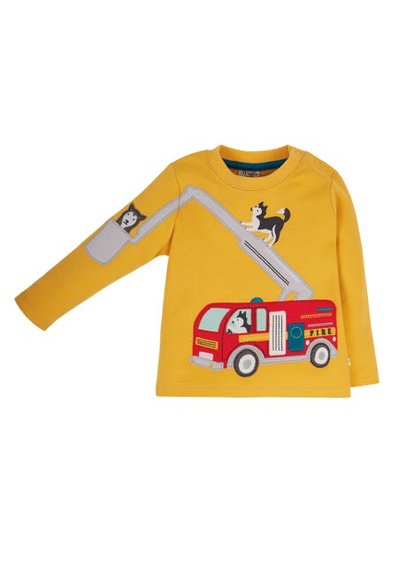 Frugi Doug Applique Top Bumblebee/Fireengine