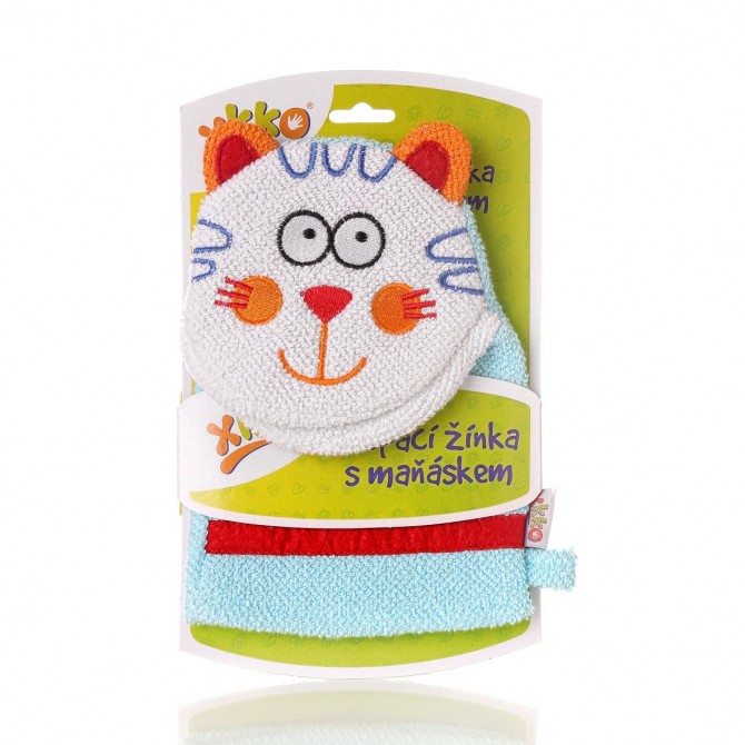 xkko Waschlappen mit Handpuppe Katze