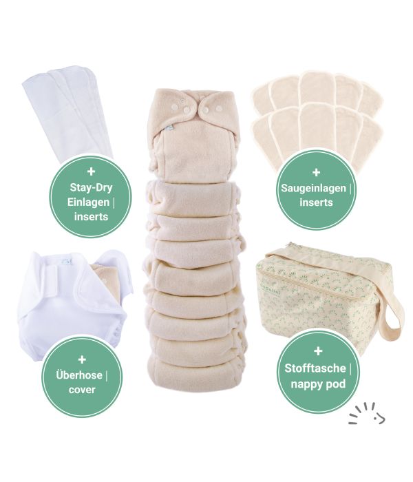 Popolini Maxi Snap Set Frottee Organic ecru