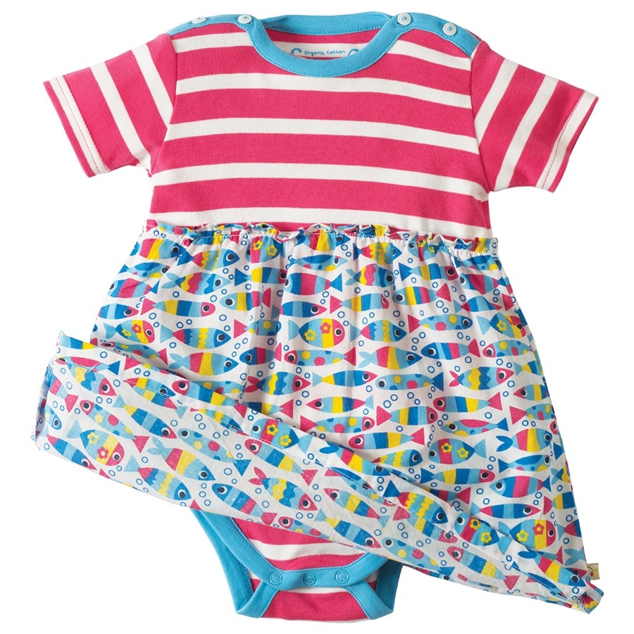 Frugi Boat Neck Body Dress "Bubble Fish"