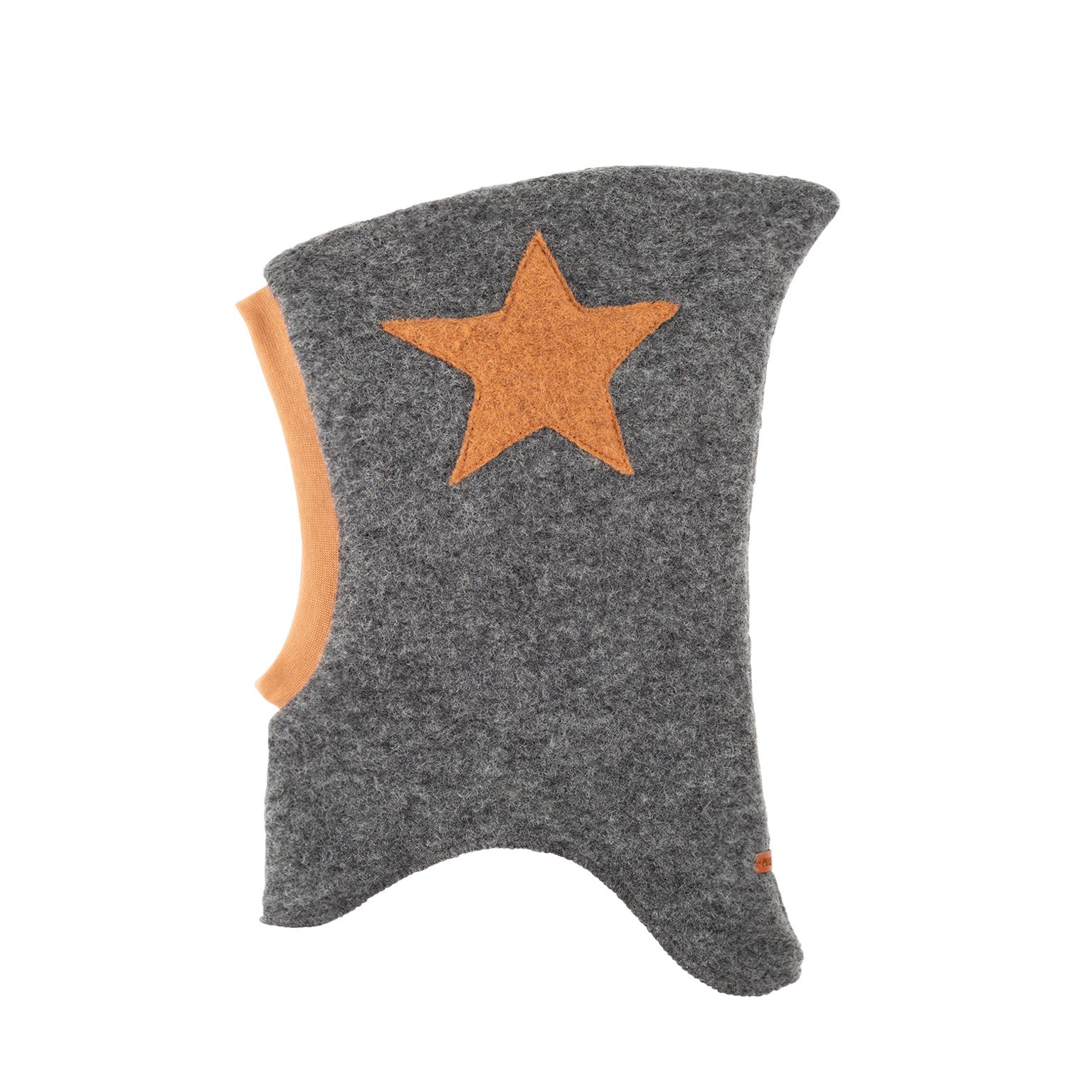 Schlupfmütze Merinowolle kbT Stern grau/melange