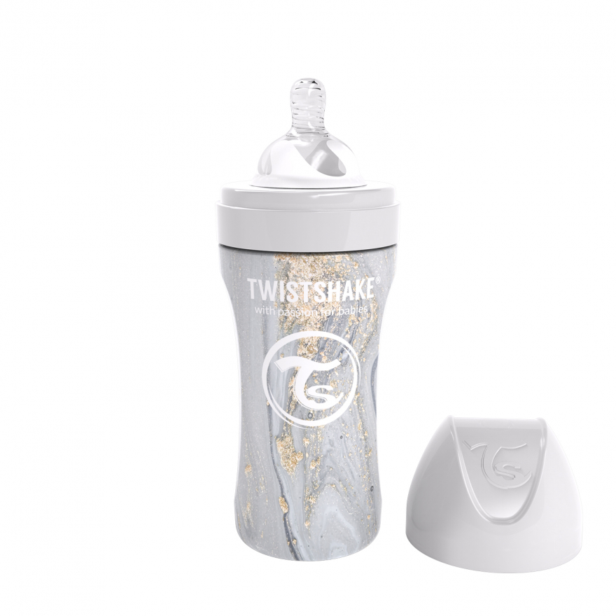 Twistshake Babyflasche Edelstahl 330ml Marble Grey