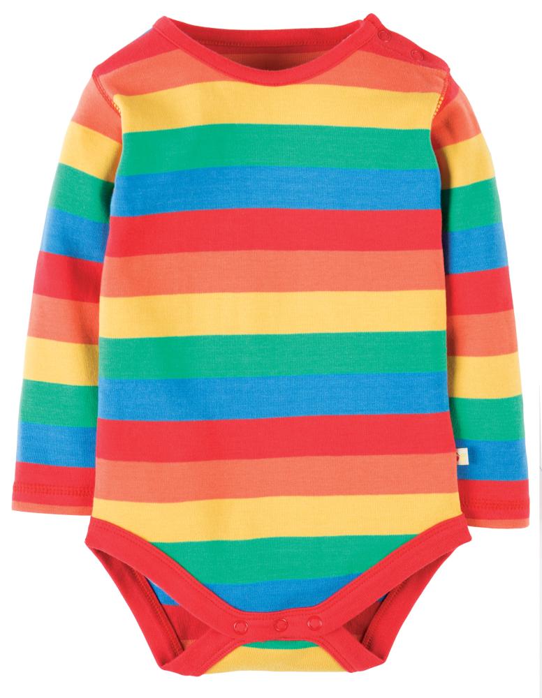 Frugi langarm Body Rainbow Stripe