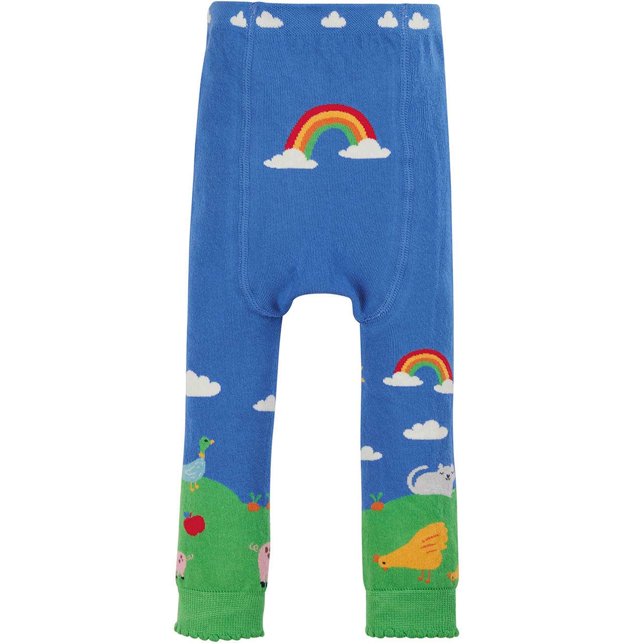 Frugi Little Knitted Leggings Cobalt Farm Yard