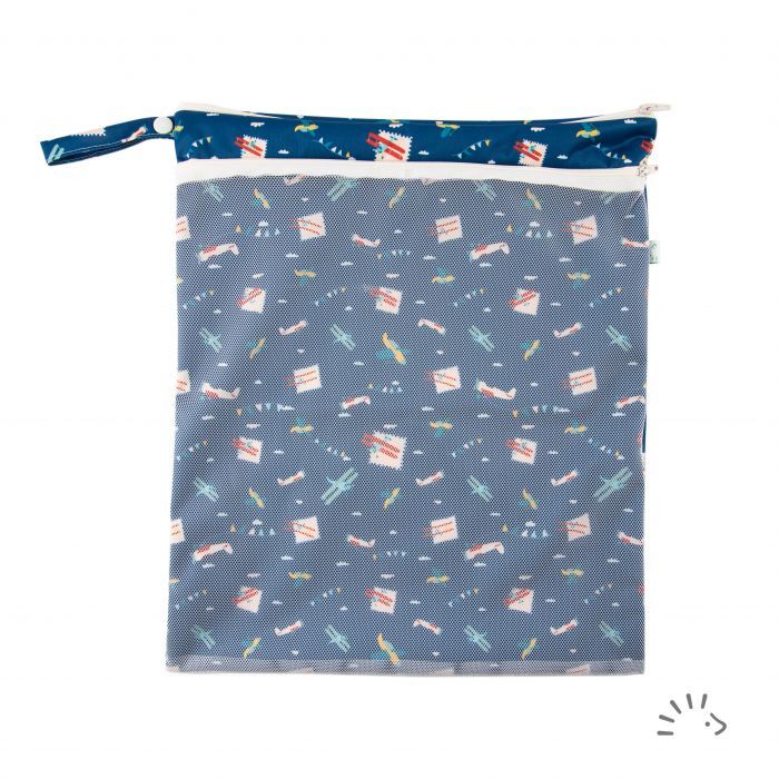 Popolini Wetbag mit Netztasche Blue Planes