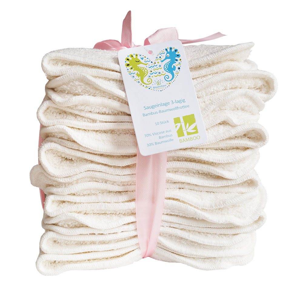 Blümchen Frottee PLUS Saugeinlagen (10 Stk.)