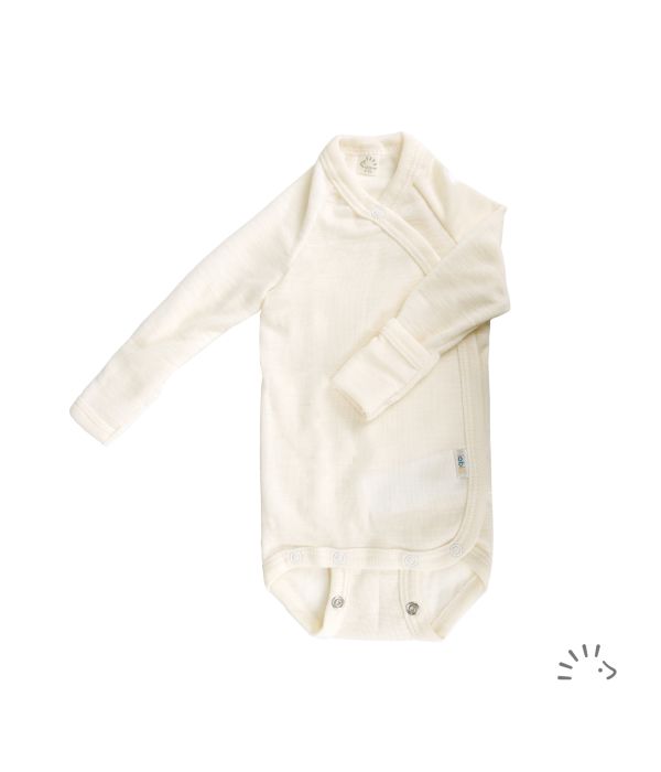 iobio Wickelbody WOLLE/SEIDE Langarm ecru