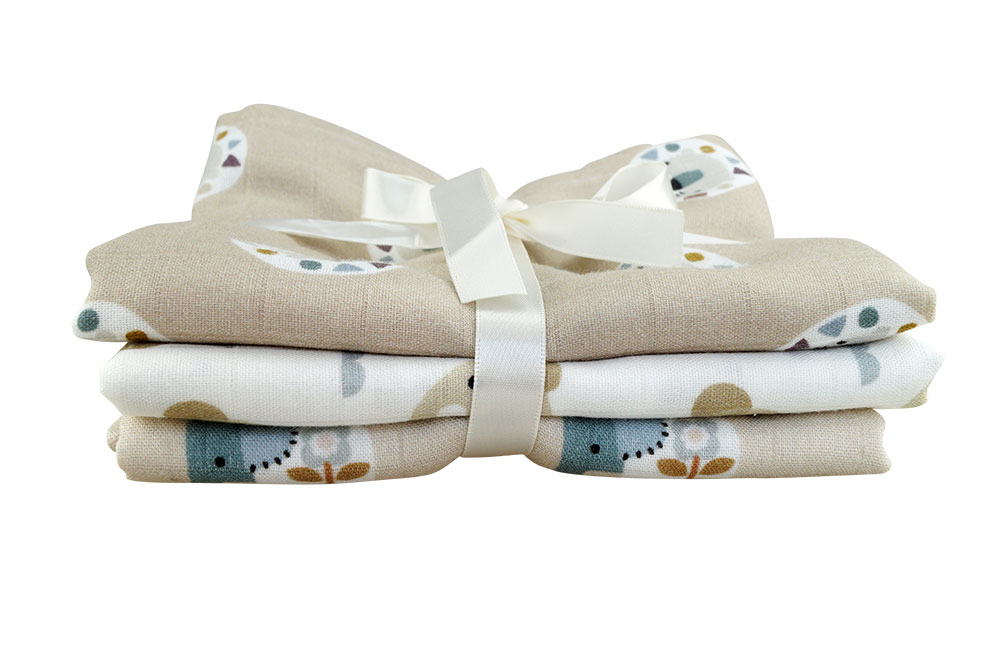Blümchen Bambus Mullwindel/Spucktuch (3 Stk.)
