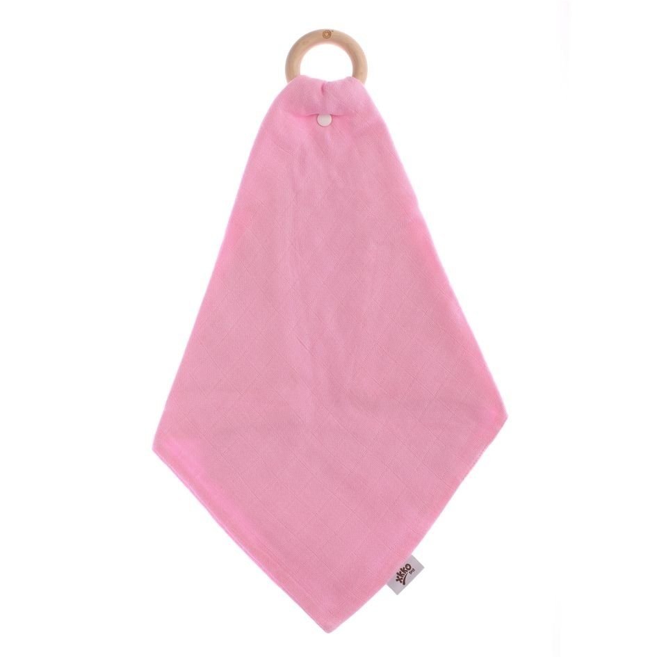 xkko Holz-Beissring mit Mullwindel BabyPink