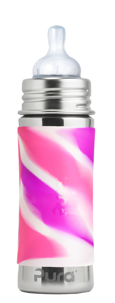 Purakiki Babyflasche 300ml pink swirl