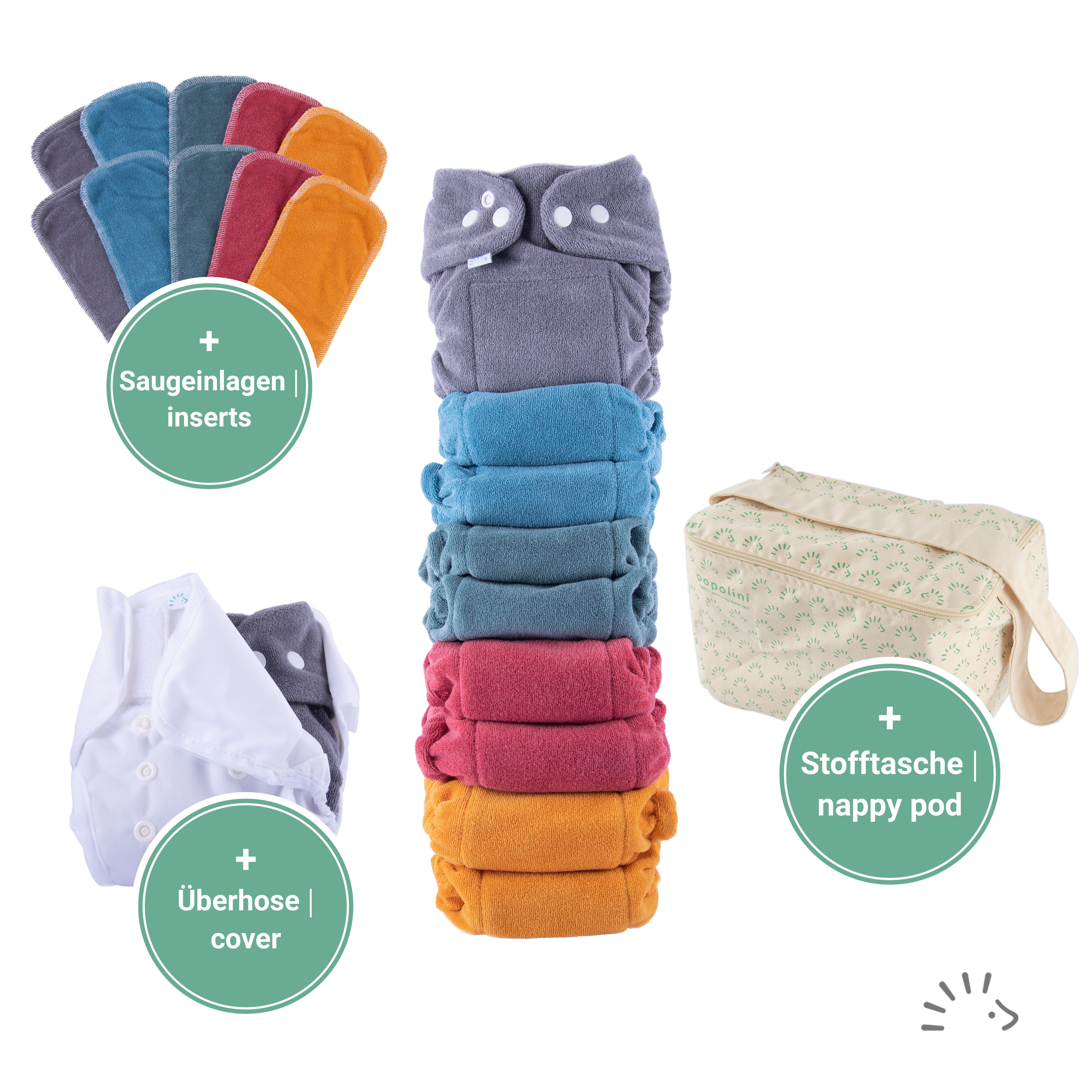 Popolini MiniSnap Multicolor Set Frottee Soft