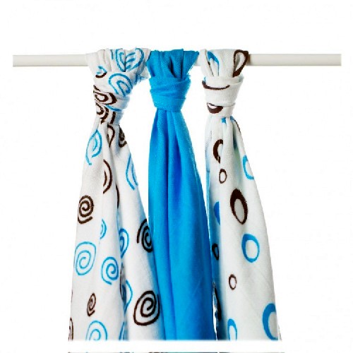 xkko Bambuswindel Spirals & Bubbles Cyan